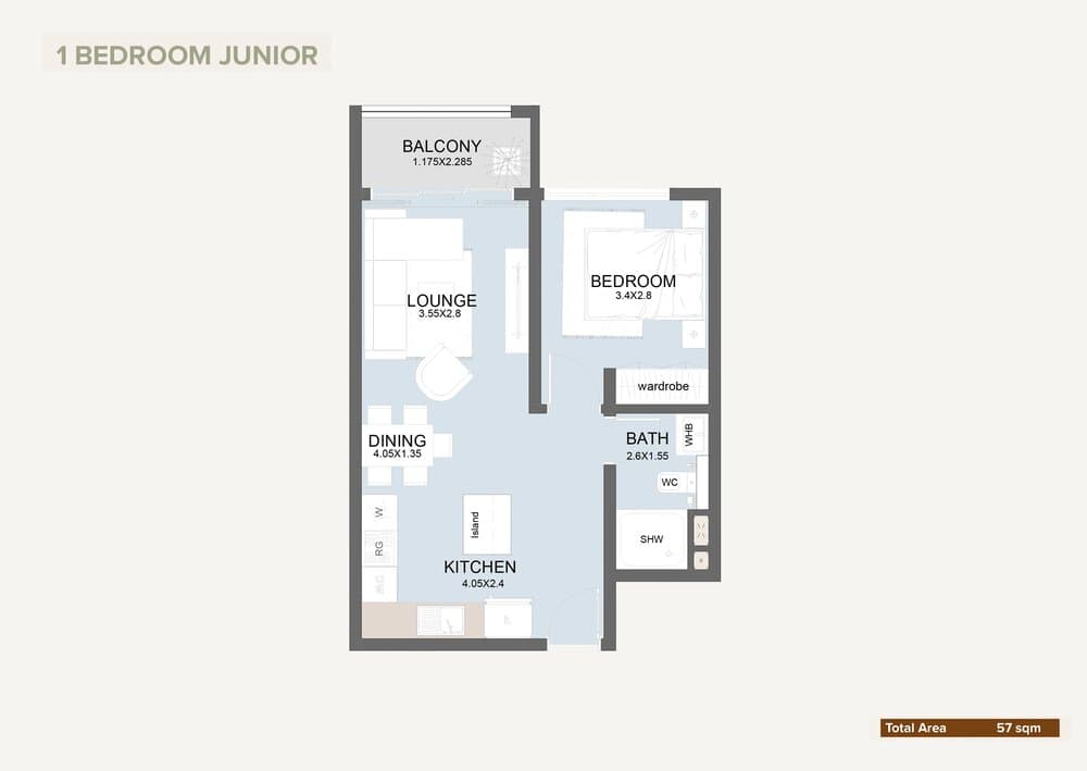 1 Bedroom floor plan