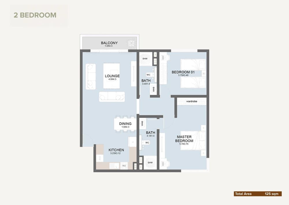 Junior 2 Bedroom floor plan